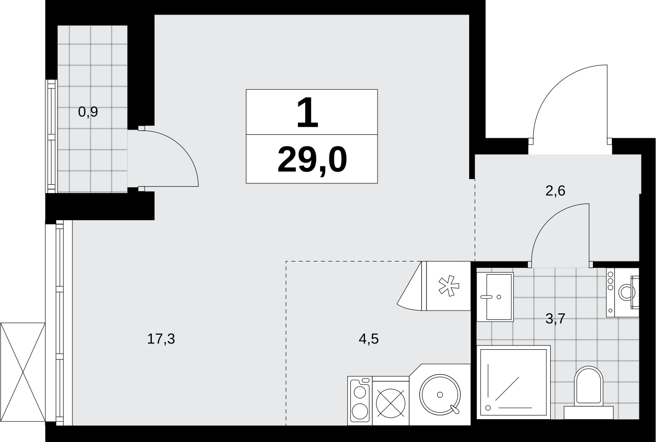 2-комнатная квартира с отделкой в Брусника в Академическом на 3 этаже в 1 секции. Сдача в 3 кв. 2026 г.