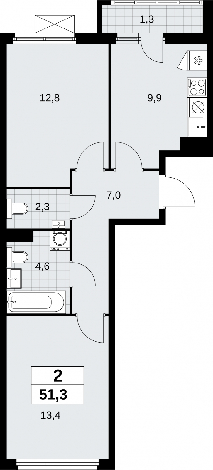 4-комнатная квартира в ЖК Дзен-кварталы на 9 этаже в 5 секции. Сдача в 2 кв. 2025 г.