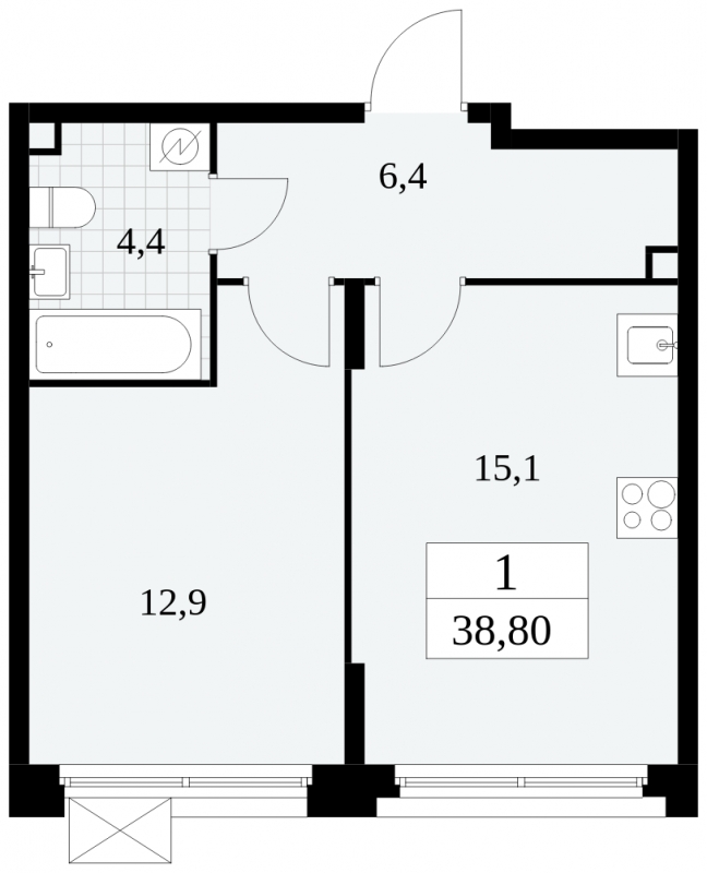 2-комнатная квартира в ЖК Скандинавия на 17 этаже в 1 секции. Сдача в 4 кв. 2024 г.