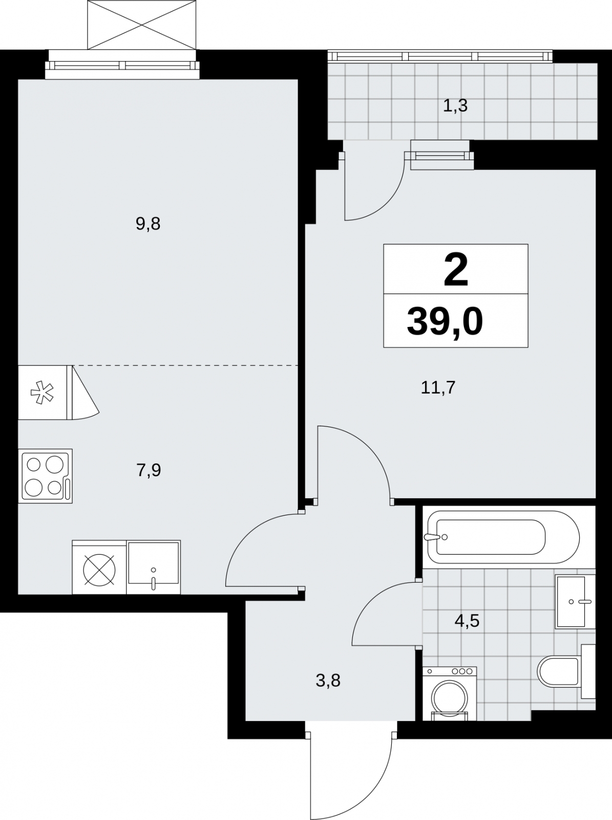 1-комнатная квартира с отделкой в Жилой район Южные кварталы на 3 этаже в 3 секции. Сдача в 1 кв. 2024 г.