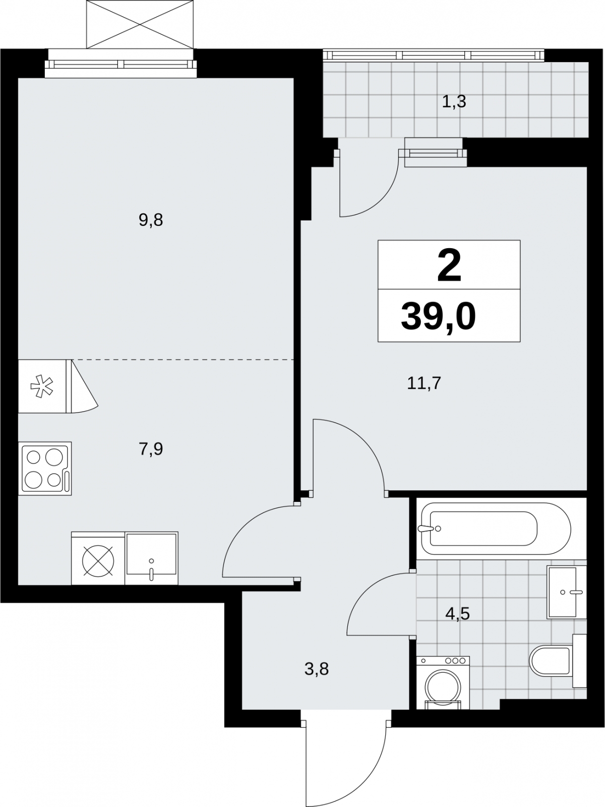 1-комнатная квартира с отделкой в Жилой район Южные кварталы на 5 этаже в 6 секции. Сдача в 3 кв. 2026 г.