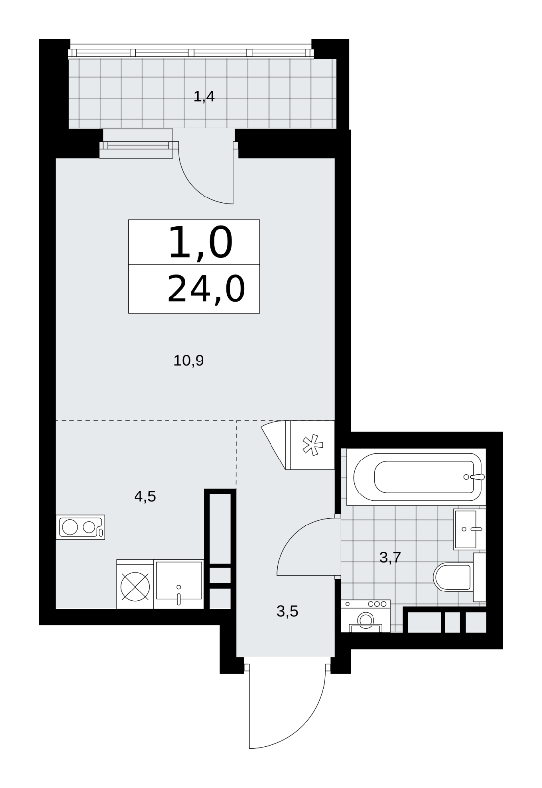 3-комнатная квартира с отделкой в Жилой район Южные кварталы на 2 этаже в 1 секции. Сдача в 3 кв. 2026 г.
