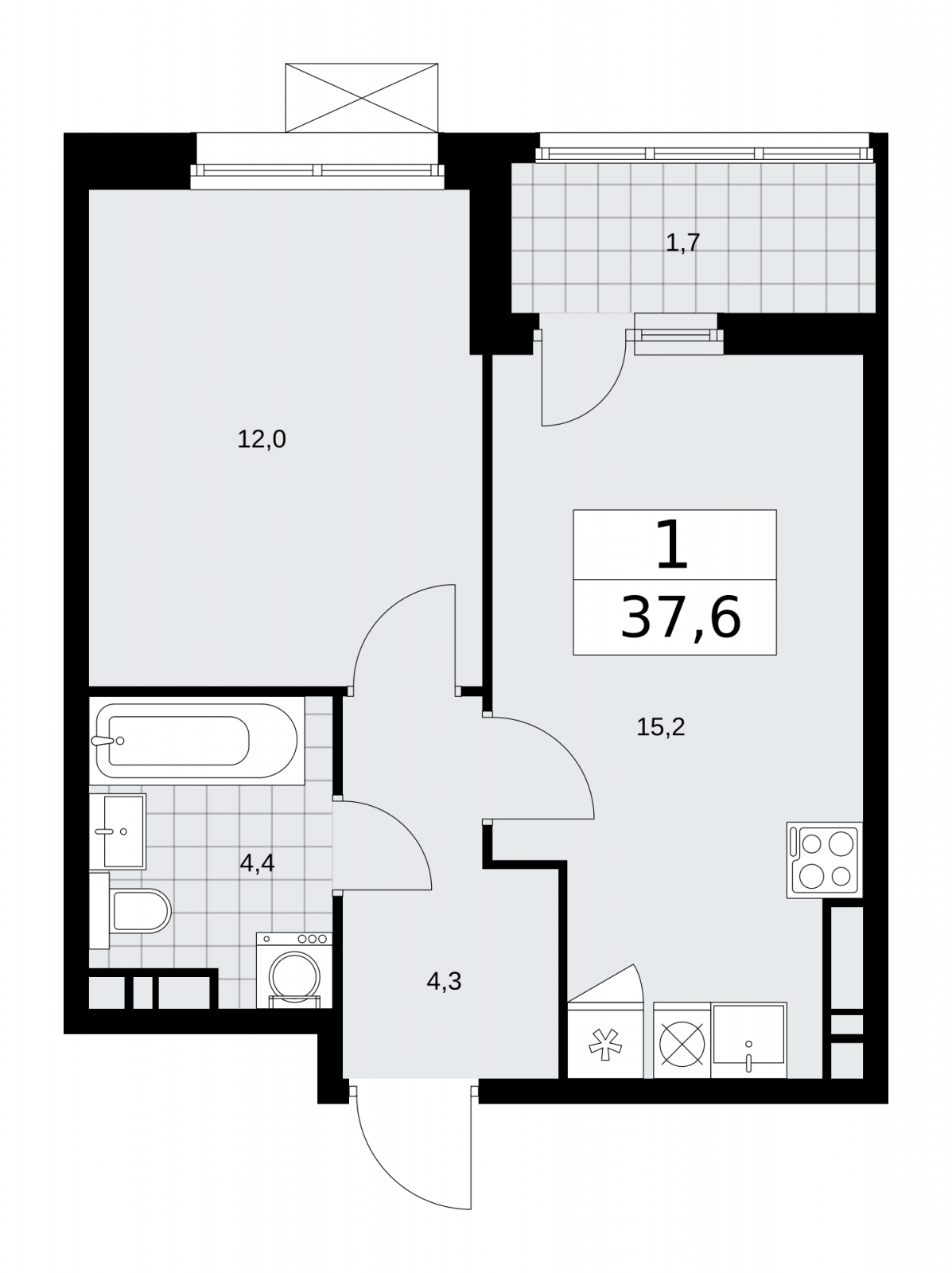 1-комнатная квартира в ЖК Дзен-кварталы на 8 этаже в 4 секции. Сдача в 1 кв. 2025 г.