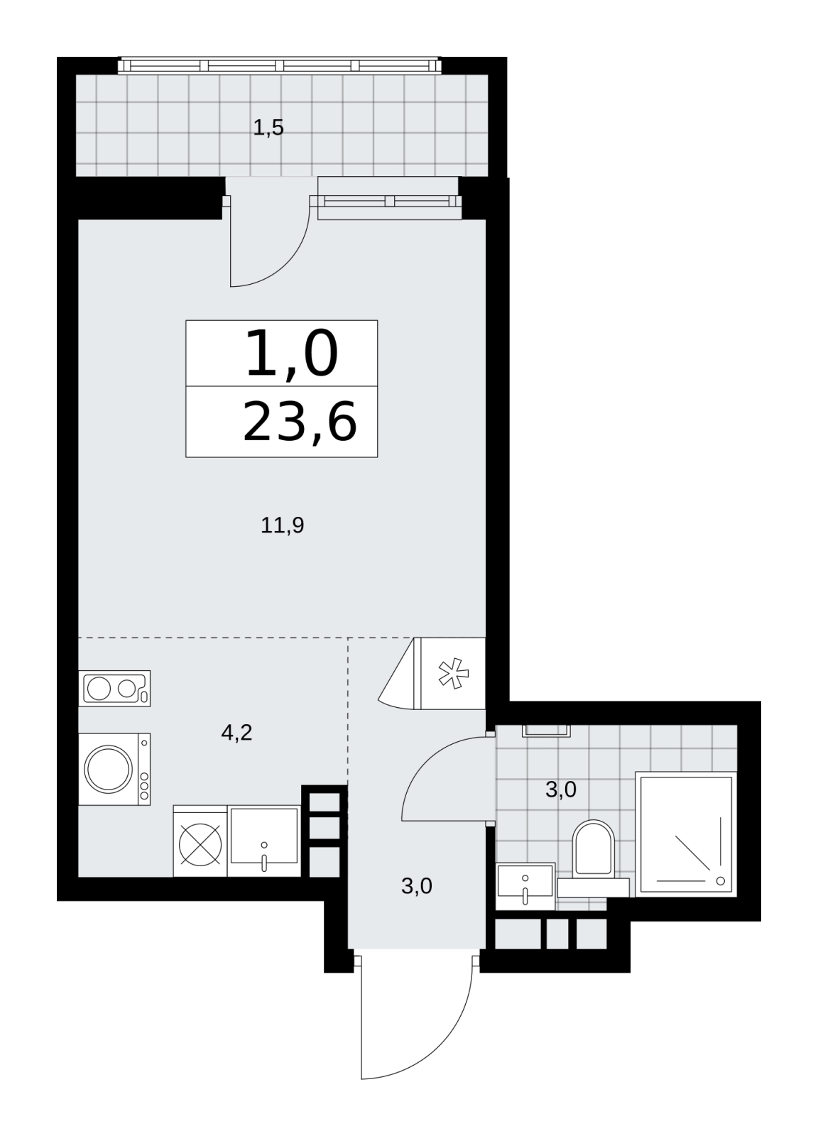 2-комнатная квартира с отделкой в Квартал Депо на 17 этаже в 1 секции. Сдача в 2 кв. 2024 г.