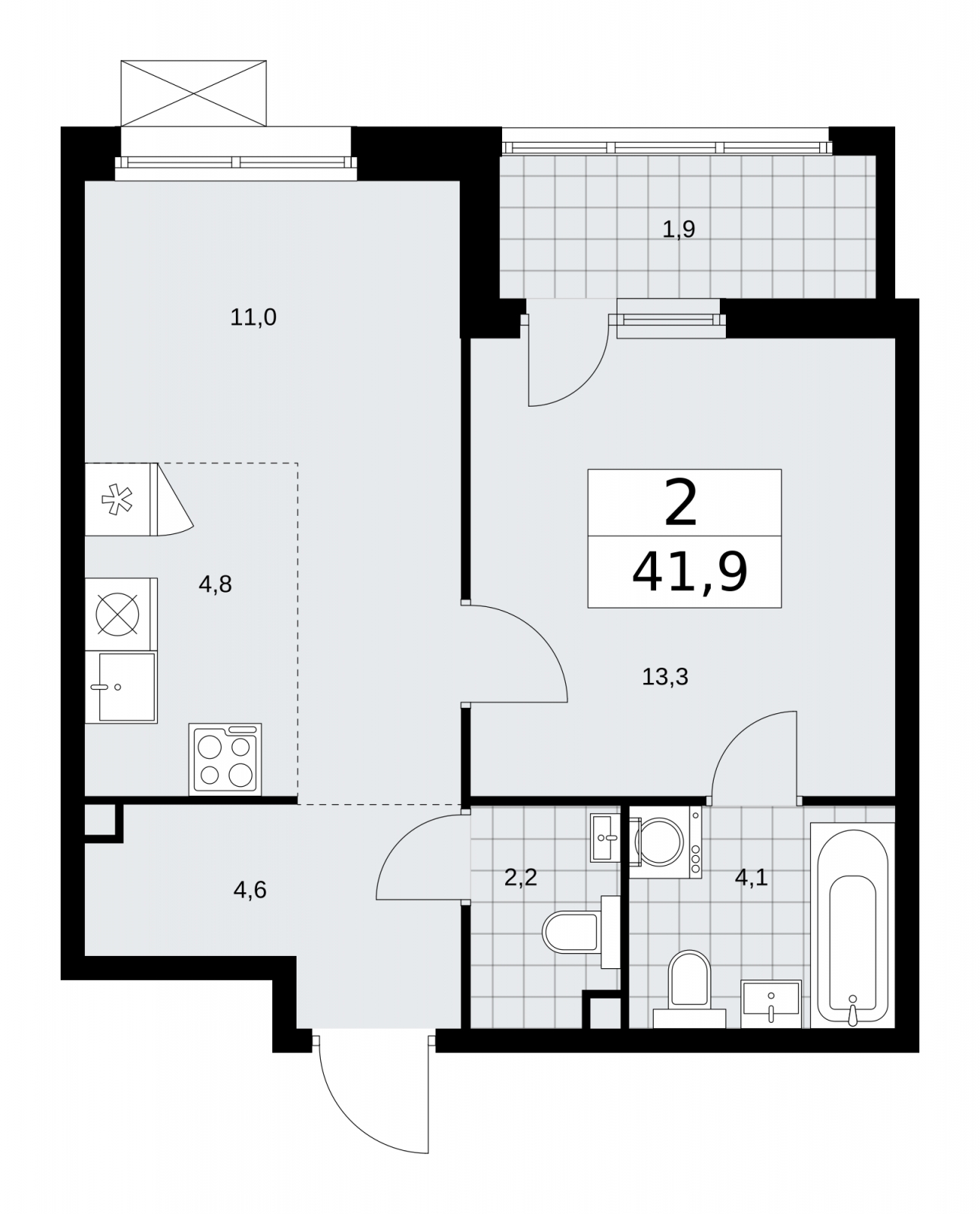 1-комнатная квартира (Студия) с отделкой в Брусника в Академическом на 7 этаже в 1 секции. Сдача в 4 кв. 2024 г.