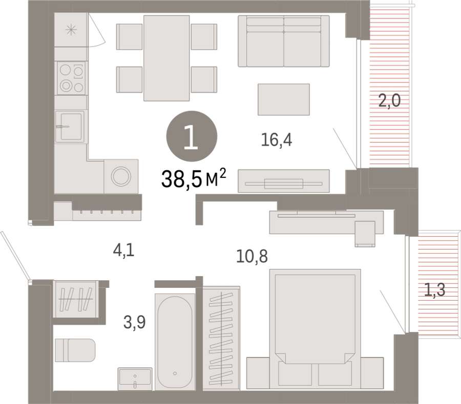 2-комнатная квартира с отделкой в ЖК Амурский парк на 5 этаже в 1 секции. Сдача в 3 кв. 2024 г.