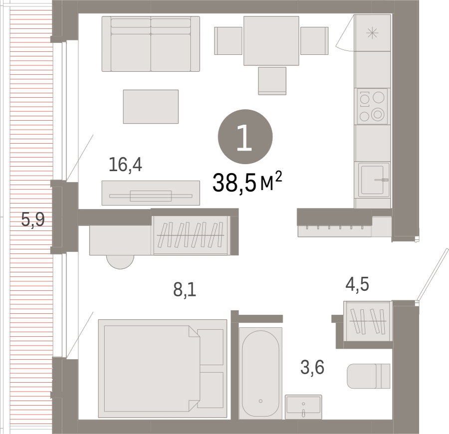 1-комнатная квартира с отделкой в ЖК Амурский парк на 24 этаже в 1 секции. Сдача в 3 кв. 2024 г.
