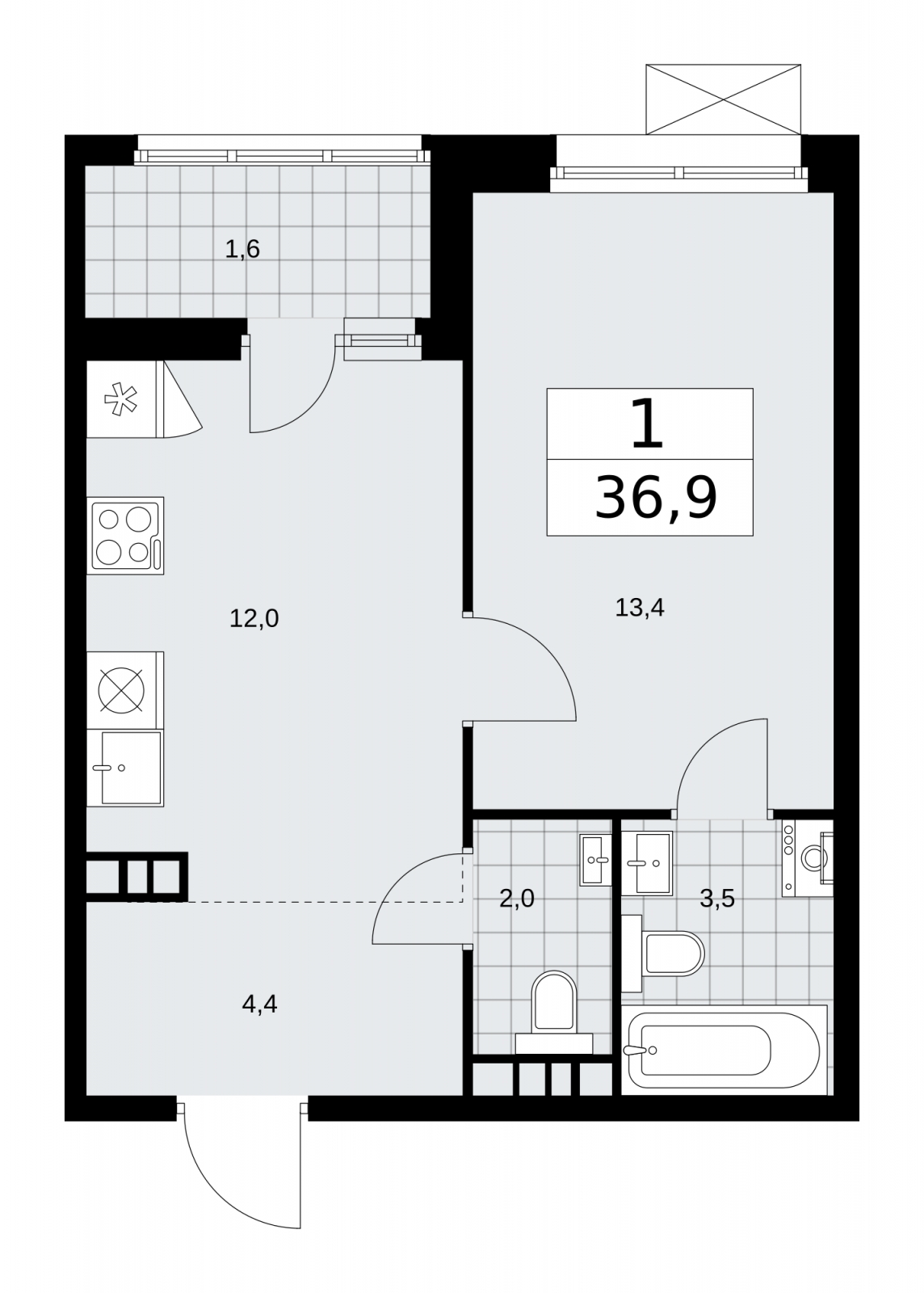 3-комнатная квартира в ЖК Дзен-кварталы на 9 этаже в 6 секции. Сдача в 1 кв. 2026 г.