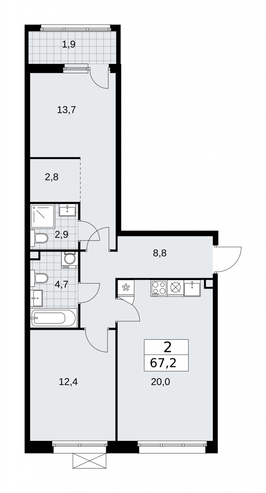1-комнатная квартира с отделкой в ЖК Дзен-кварталы на 7 этаже в 4 секции. Сдача в 3 кв. 2025 г.