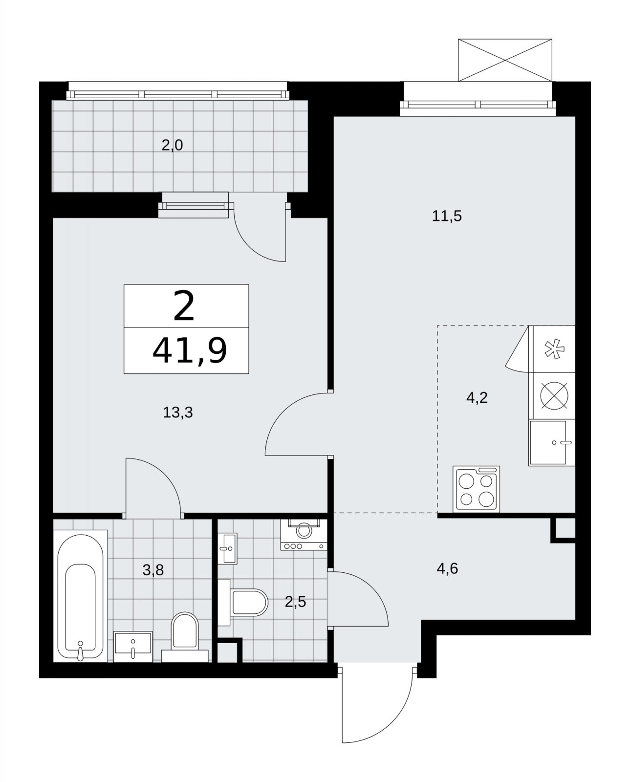 2-комнатная квартира с отделкой в ЖК Дзен-кварталы на 8 этаже в 4 секции. Сдача в 3 кв. 2025 г.