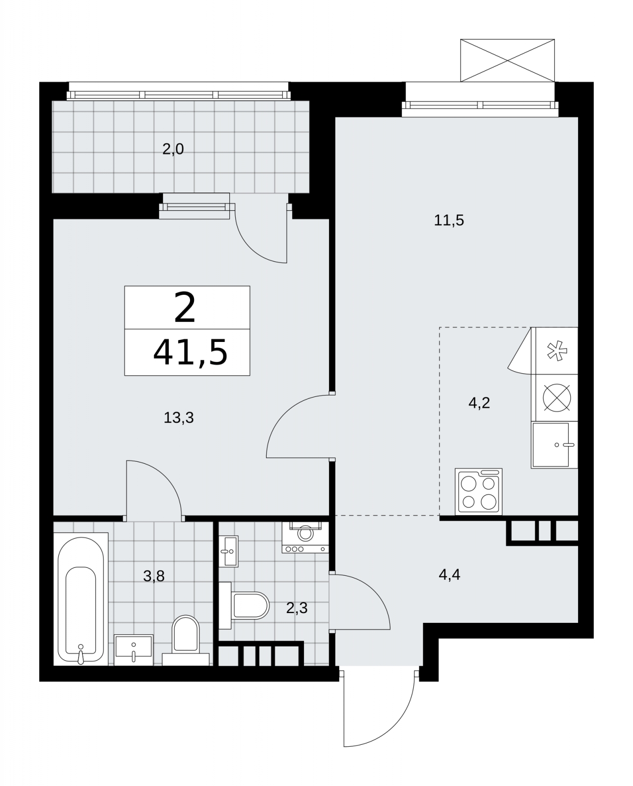 2-комнатная квартира с отделкой в Квартал Депо на 12 этаже в 3 секции. Сдача в 2 кв. 2024 г.
