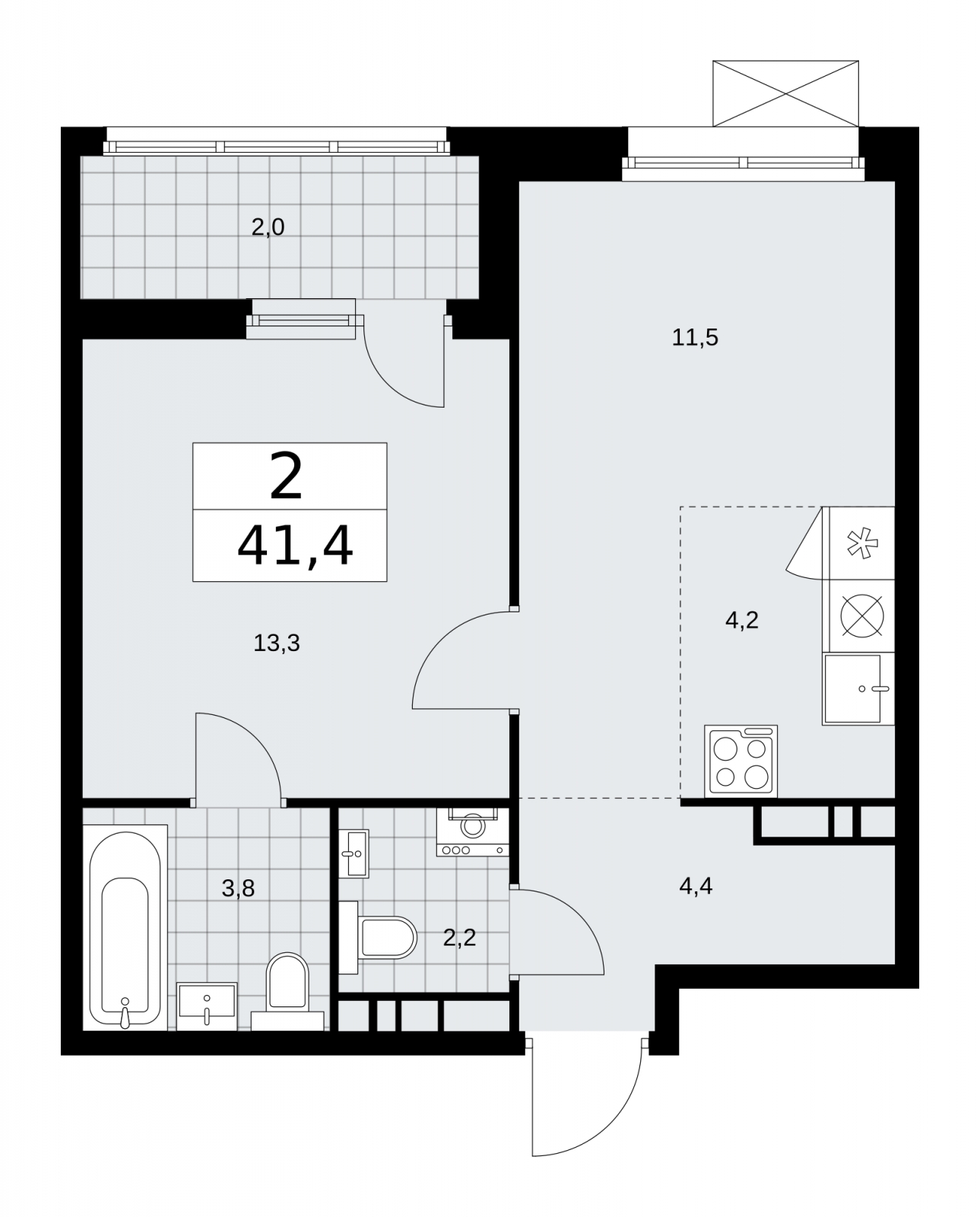 1-комнатная квартира (Студия) в ЖК Дзен-кварталы на 13 этаже в 6 секции. Сдача в 1 кв. 2026 г.