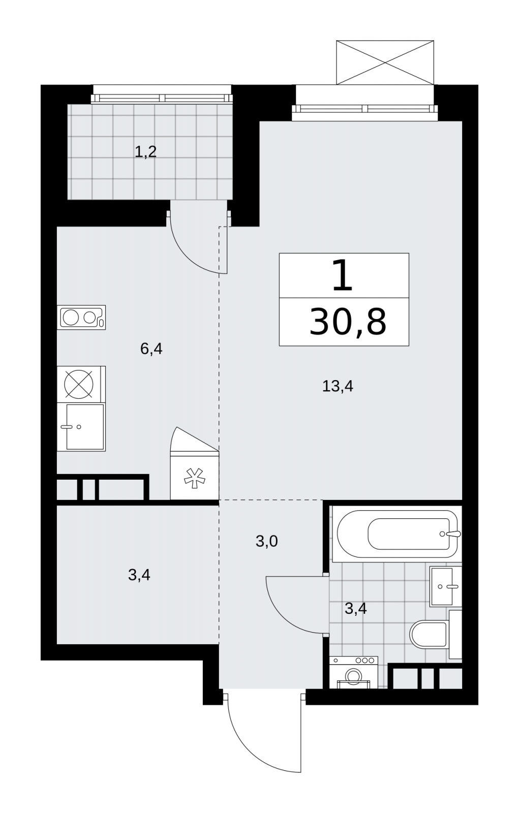 2-комнатная квартира с отделкой в Брусника в Академическом на 5 этаже в 1 секции. Сдача в 3 кв. 2026 г.