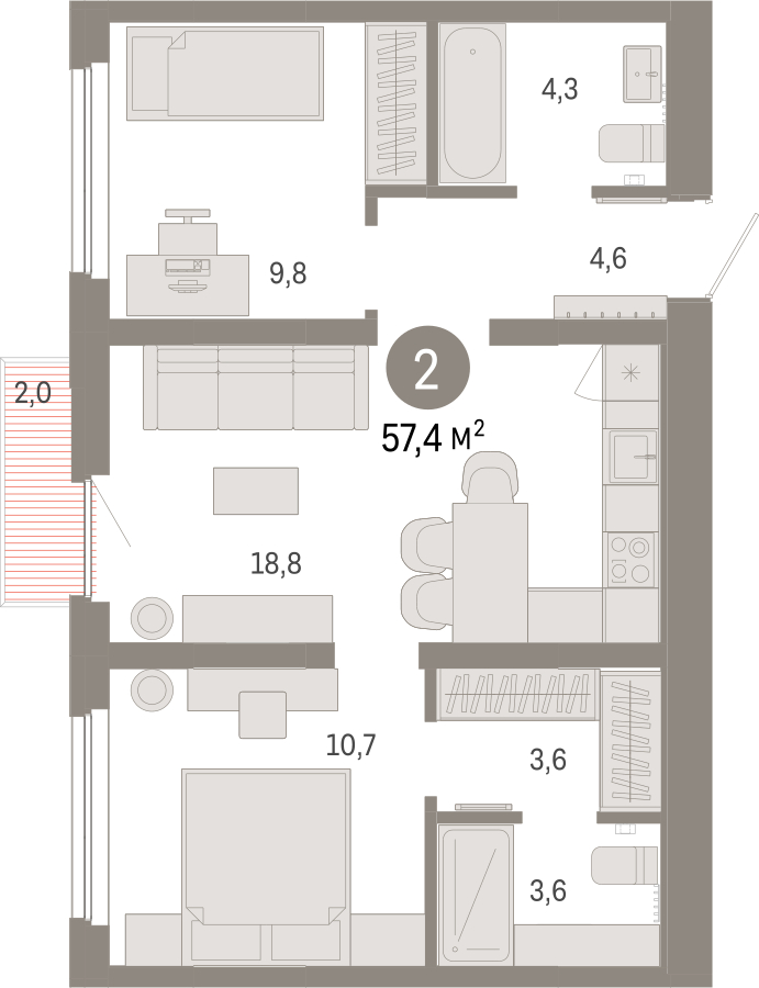 1-комнатная квартира с отделкой в ЖК Красноказарменная 15 на 26 этаже в 2 секции. Сдача в 4 кв. 2023 г.