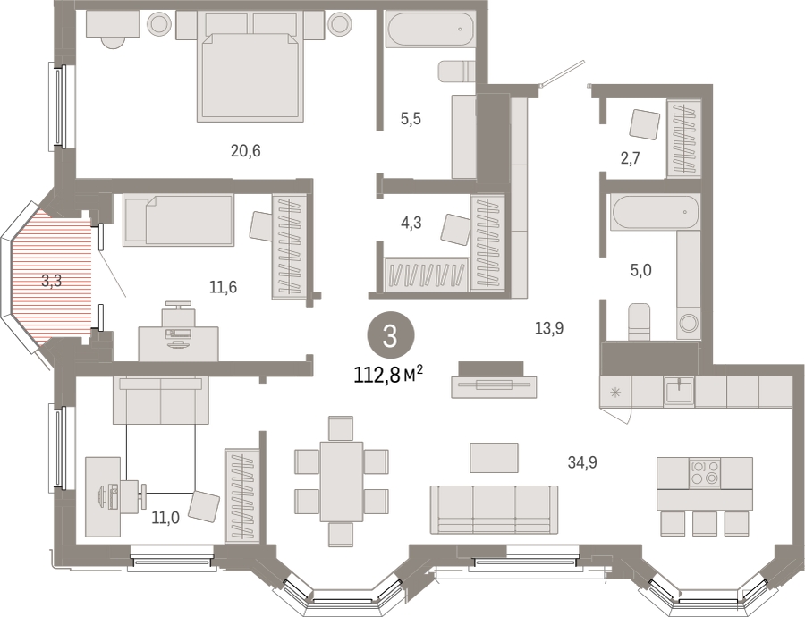 1-комнатная квартира с отделкой в ЖК Красноказарменная 15 на 22 этаже в 1 секции. Сдача в 4 кв. 2023 г.