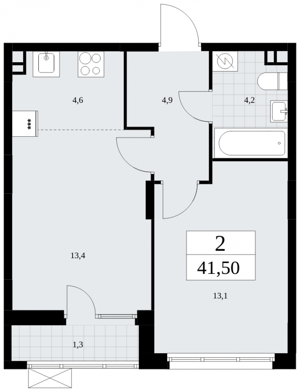 2-комнатная квартира с отделкой в ЖК Аквилон PARK на 1 этаже в 3 секции. Сдача в 2 кв. 2022 г.