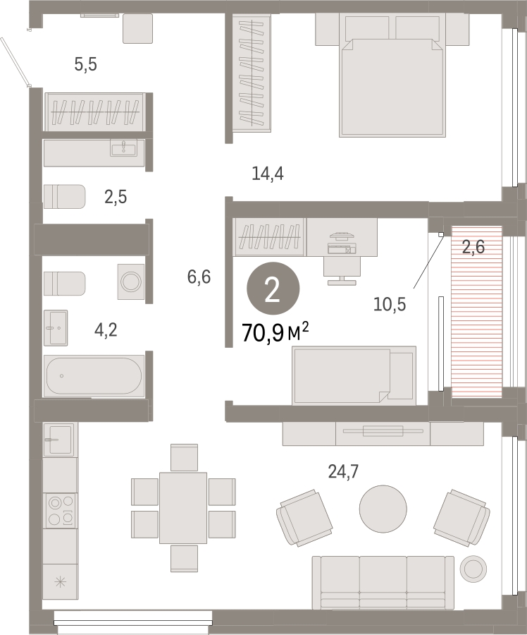1-комнатная квартира с отделкой в ЖК Аквилон PARK на 5 этаже в 6 секции. Сдача в 2 кв. 2022 г.