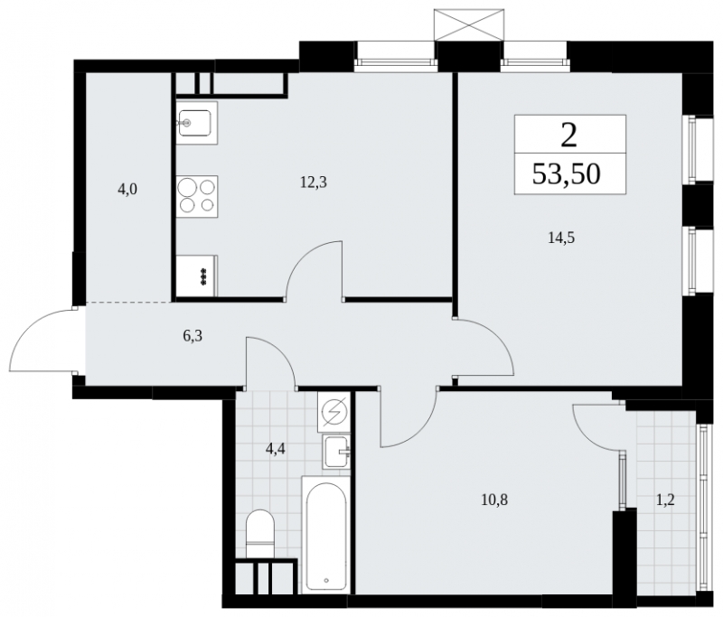 2-комнатная квартира в ЖК Holland park на 9 этаже в 3 секции. Сдача в 4 кв. 2023 г.