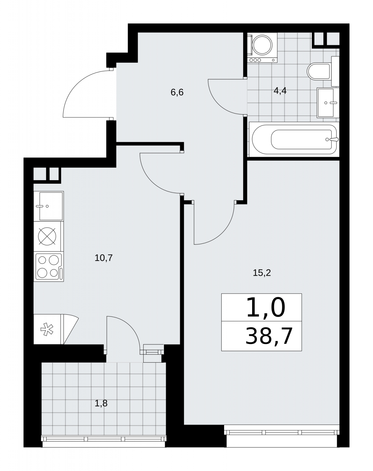 1-комнатная квартира в ЖК URAL на 22 этаже в 1 секции. Сдача в 4 кв. 2024 г.