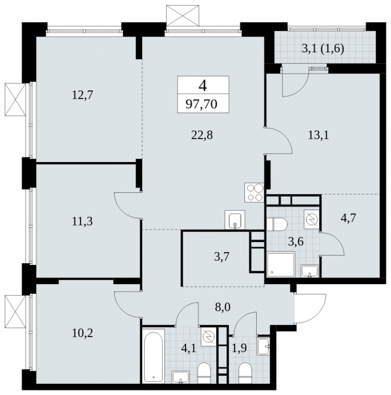 1-комнатная квартира с отделкой в ЖК Скандинавия на 7 этаже в 1 секции. Сдача в 4 кв. 2024 г.