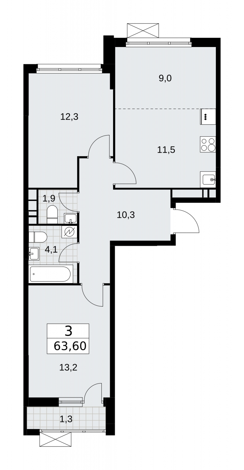 1-комнатная квартира (Студия) в ЖК Скандинавия на 9 этаже в 3 секции. Сдача в 4 кв. 2024 г.