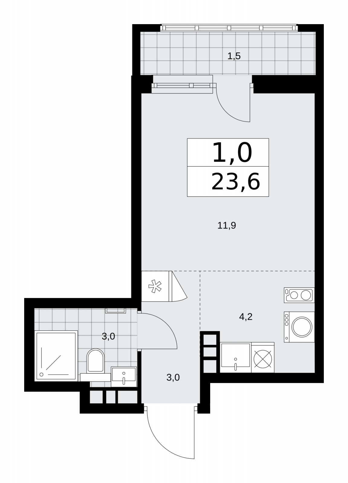 2-комнатная квартира с отделкой в Квартал Депо на 2 этаже в 10 секции. Сдача в 2 кв. 2024 г.