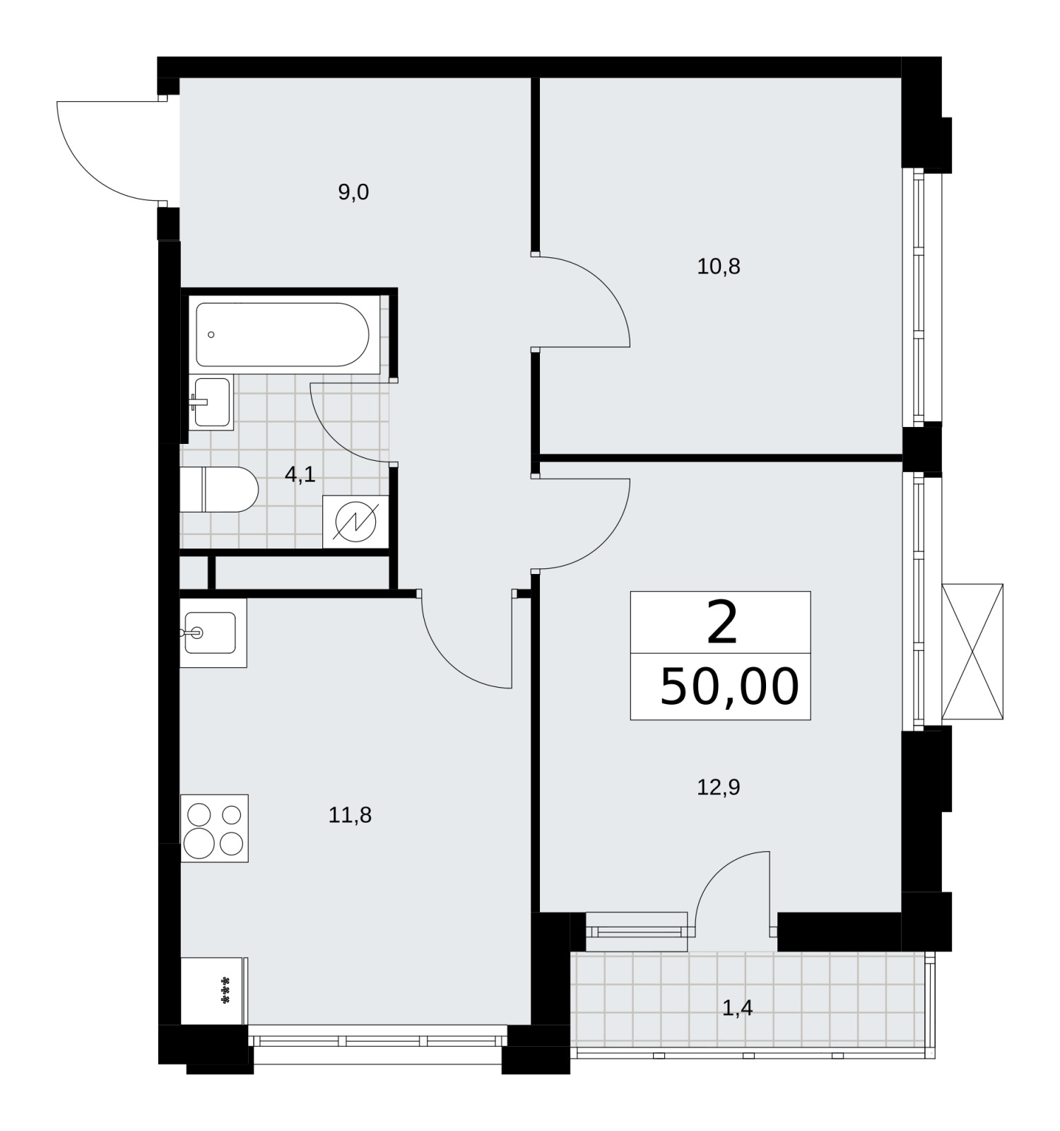 2-комнатная квартира с отделкой в ЖК Скандинавия на 14 этаже в 2 секции. Сдача в 4 кв. 2024 г.