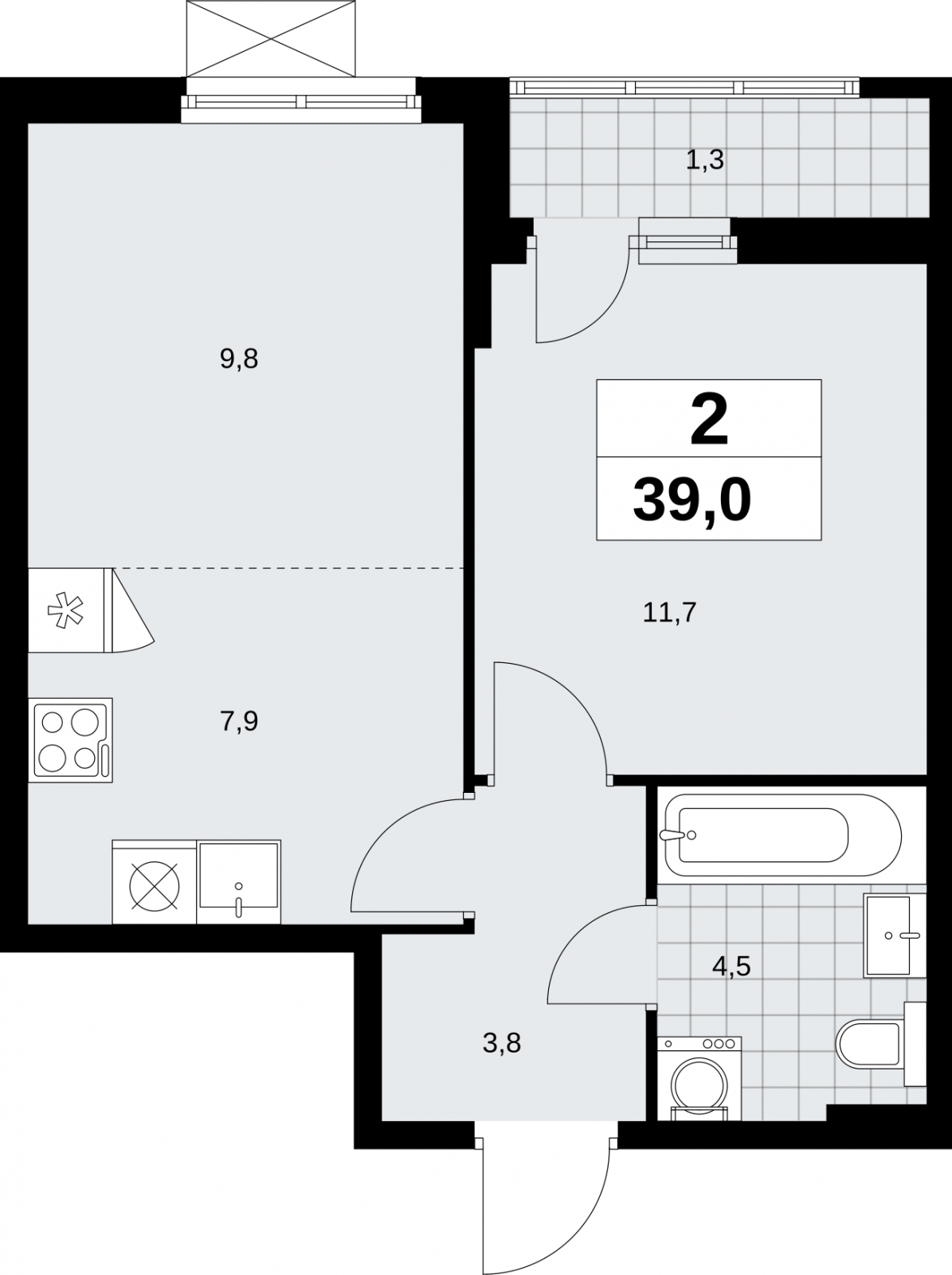 3-комнатная квартира в ЖК Дзен-кварталы на 3 этаже в 4 секции. Сдача в 2 кв. 2026 г.
