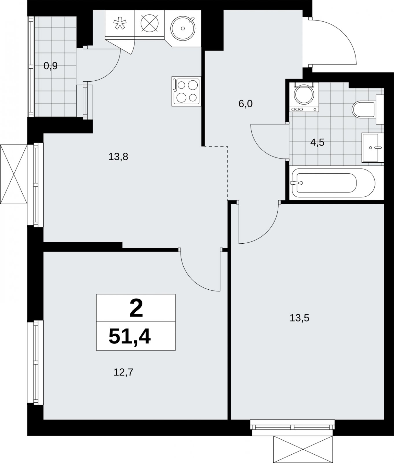 1-комнатная квартира в ЖК Дзен-кварталы на 5 этаже в 4 секции. Сдача в 2 кв. 2026 г.