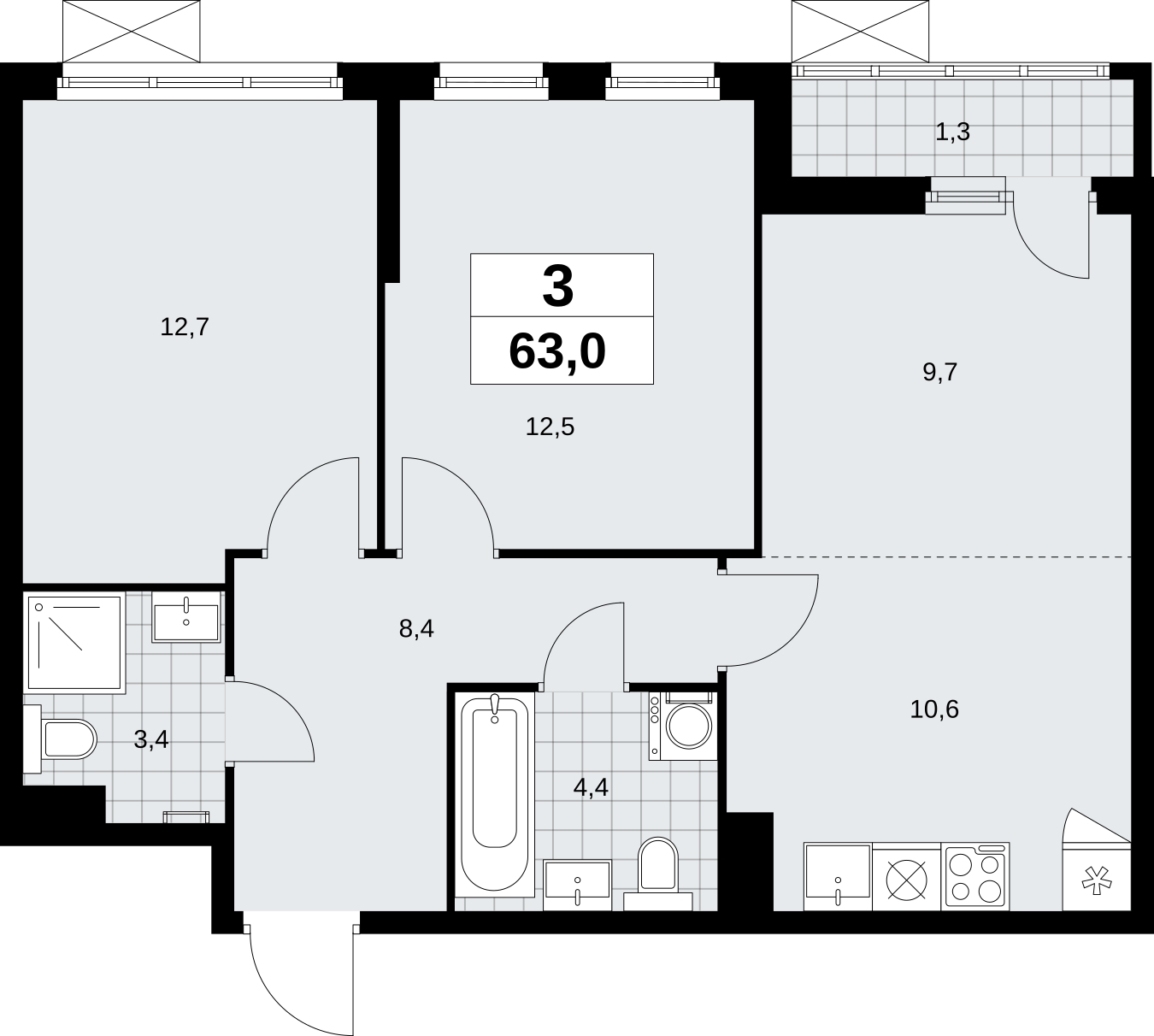 2-комнатная квартира в ЖК Дзен-кварталы на 13 этаже в 6 секции. Сдача в 1 кв. 2026 г.