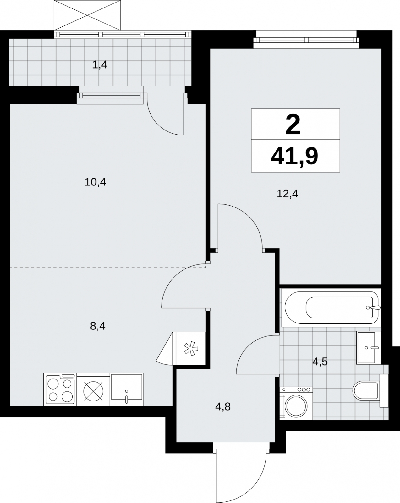 3-комнатная квартира в ЖК Дзен-кварталы на 10 этаже в 4 секции. Сдача в 2 кв. 2026 г.