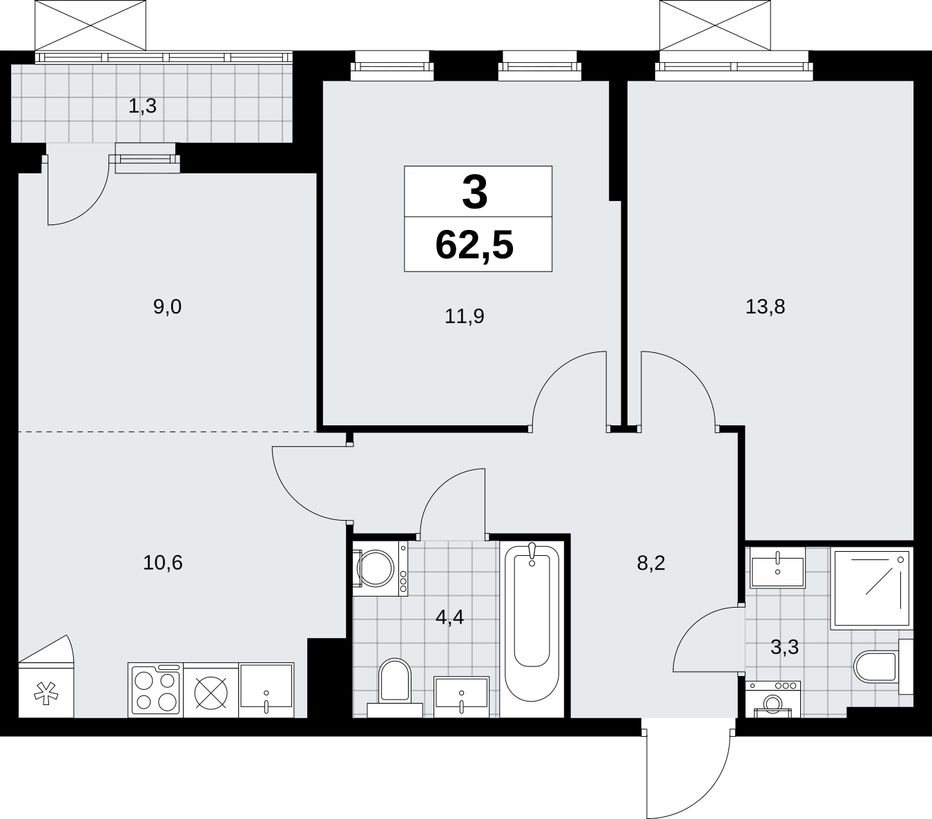 2-комнатная квартира в ЖК Дзен-кварталы на 14 этаже в 6 секции. Сдача в 1 кв. 2026 г.