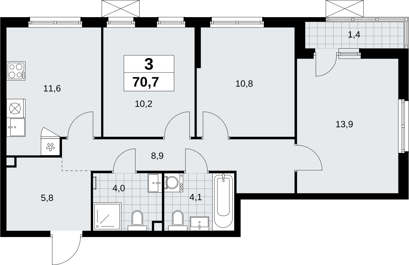 1-комнатная квартира (Студия) с отделкой в ЖК Дзен-кварталы на 8 этаже в 4 секции. Сдача в 2 кв. 2026 г.