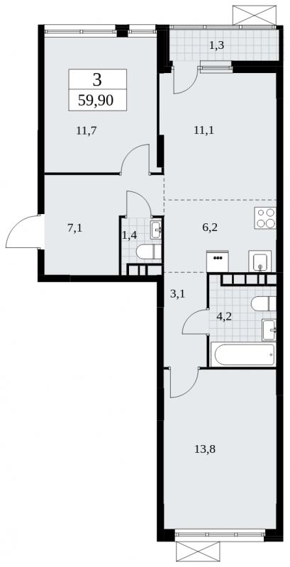 2-комнатная квартира с отделкой в ЖК Скандинавия на 2 этаже в 2 секции. Сдача в 4 кв. 2024 г.