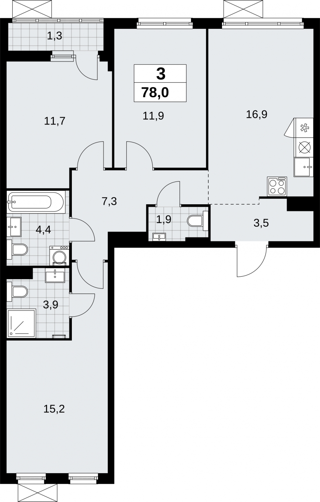 1-комнатная квартира в ЖК Дзен-кварталы на 20 этаже в 1 секции. Сдача в 1 кв. 2026 г.