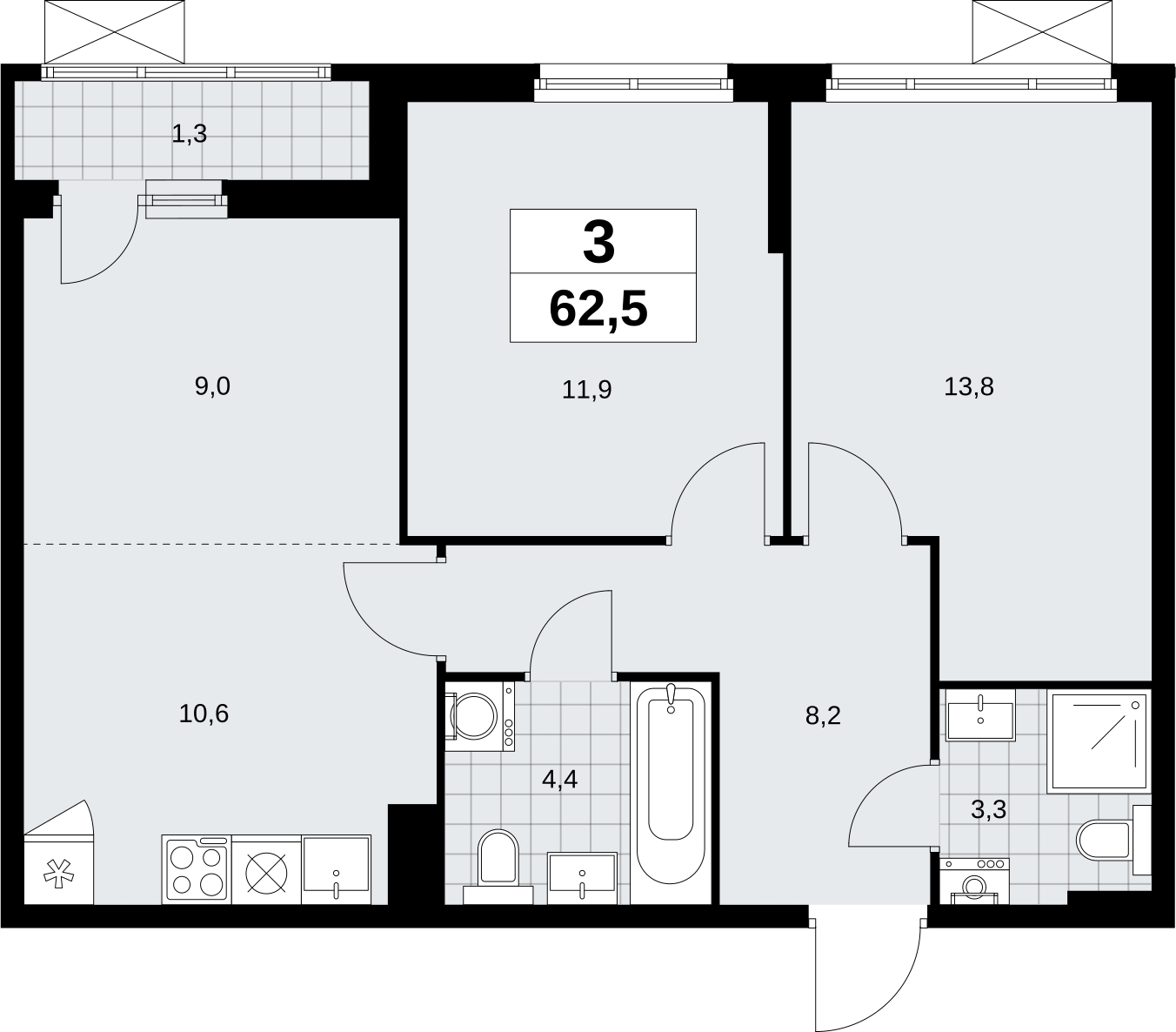 1-комнатная квартира с отделкой в ЖК Дзен-кварталы на 16 этаже в 1 секции. Сдача в 2 кв. 2026 г.