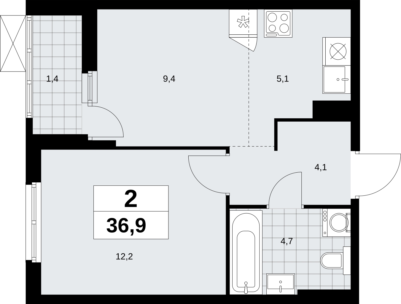 3-комнатная квартира с отделкой в ЖК Дзен-кварталы на 12 этаже в 1 секции. Сдача в 2 кв. 2026 г.