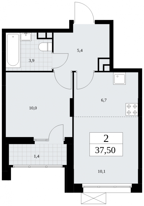 1-комнатная квартира с отделкой в ЖК Скандинавия на 7 этаже в 1 секции. Сдача в 4 кв. 2024 г.