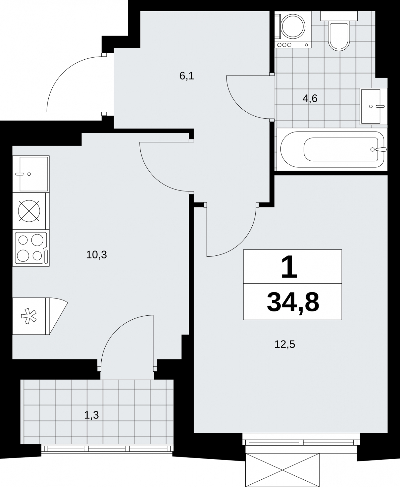 1-комнатная квартира с отделкой в ЖК Дзен-кварталы на 11 этаже в 4 секции. Сдача в 2 кв. 2026 г.