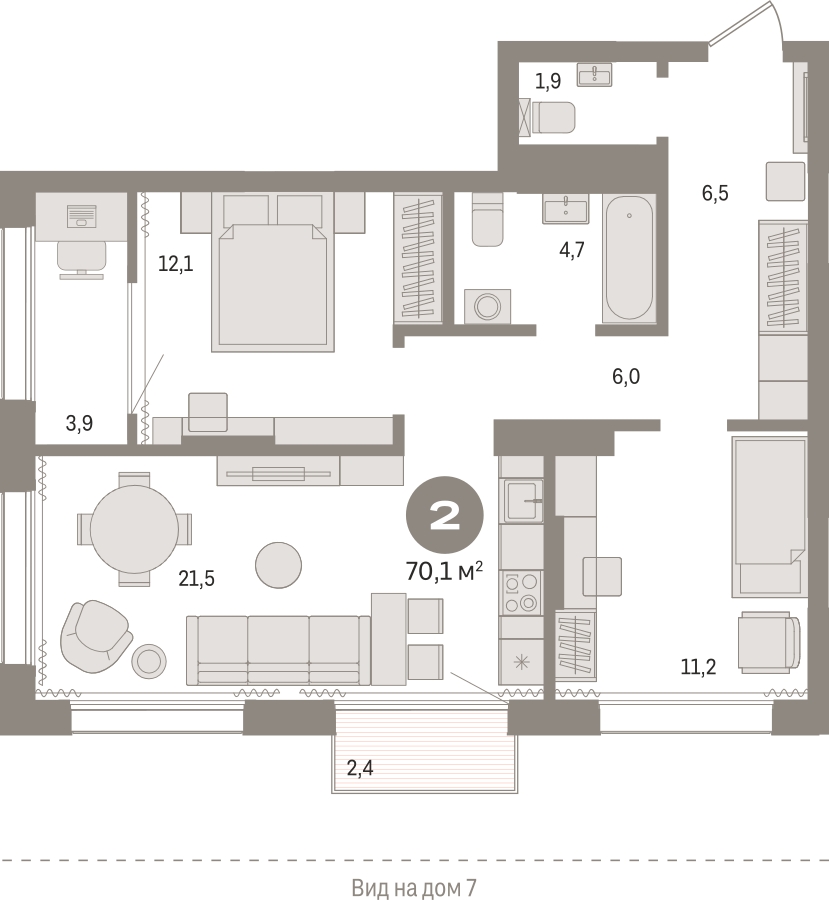 1-комнатная квартира в ЖК Дзен-кварталы на 3 этаже в 1 секции. Сдача в 1 кв. 2026 г.