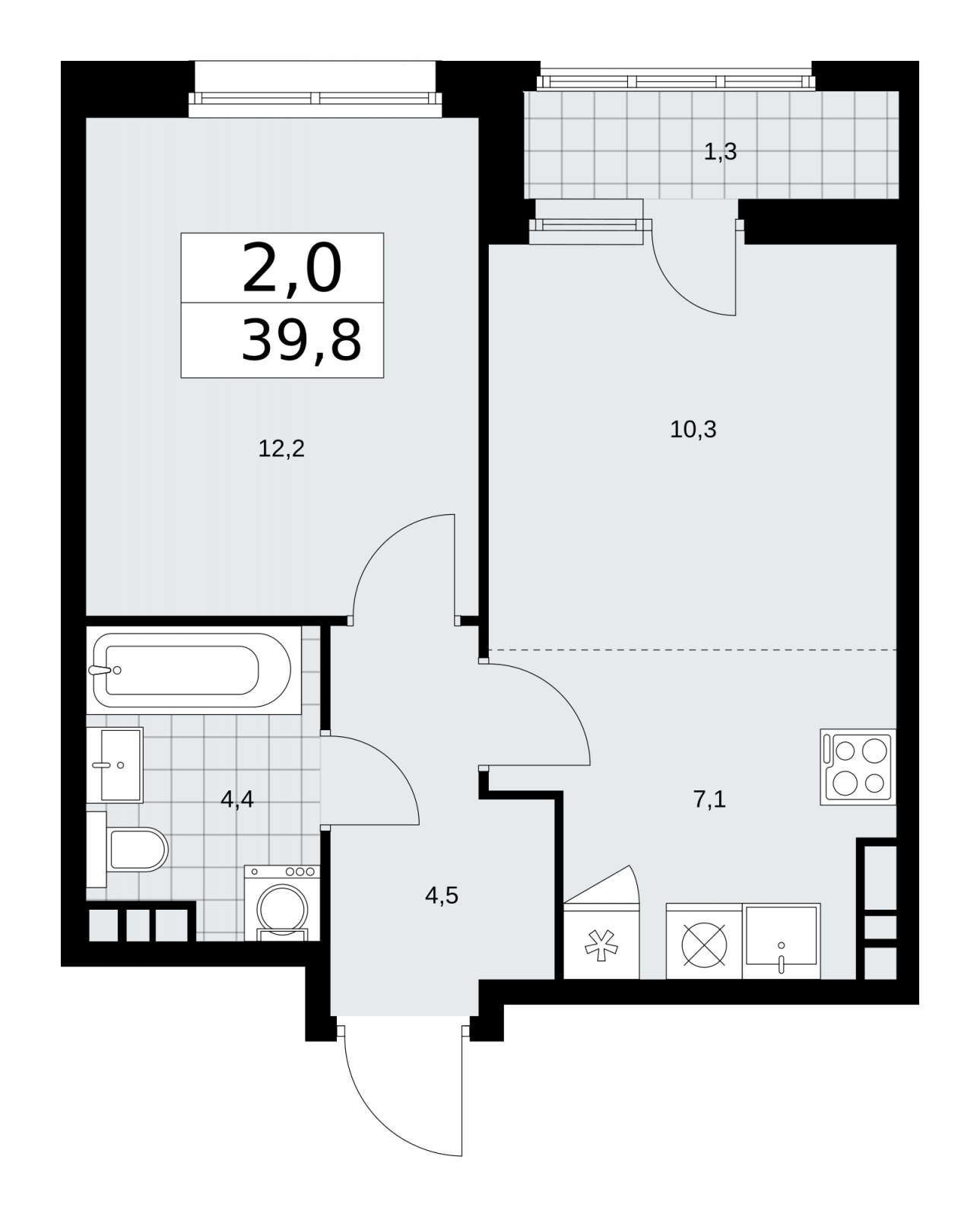 2-комнатная квартира в ЖК Holland park на 1 этаже в 1 секции. Сдача в 4 кв. 2023 г.
