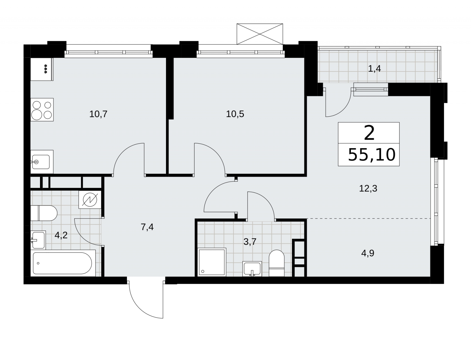 5-комнатная квартира в ЖК Скандинавия на 4 этаже в 1 секции. Сдача в 4 кв. 2024 г.