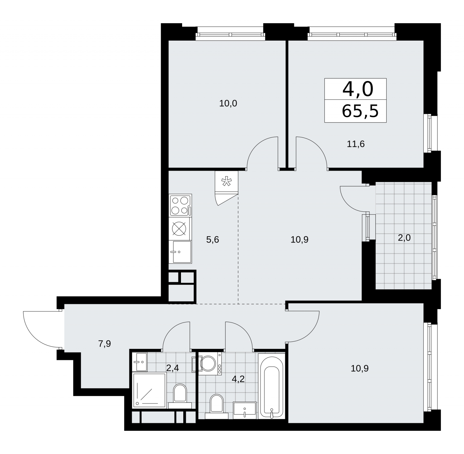 2-комнатная квартира с отделкой в Жилой район Шишимская горка на 3 этаже в 5 секции. Сдача в 4 кв. 2025 г.