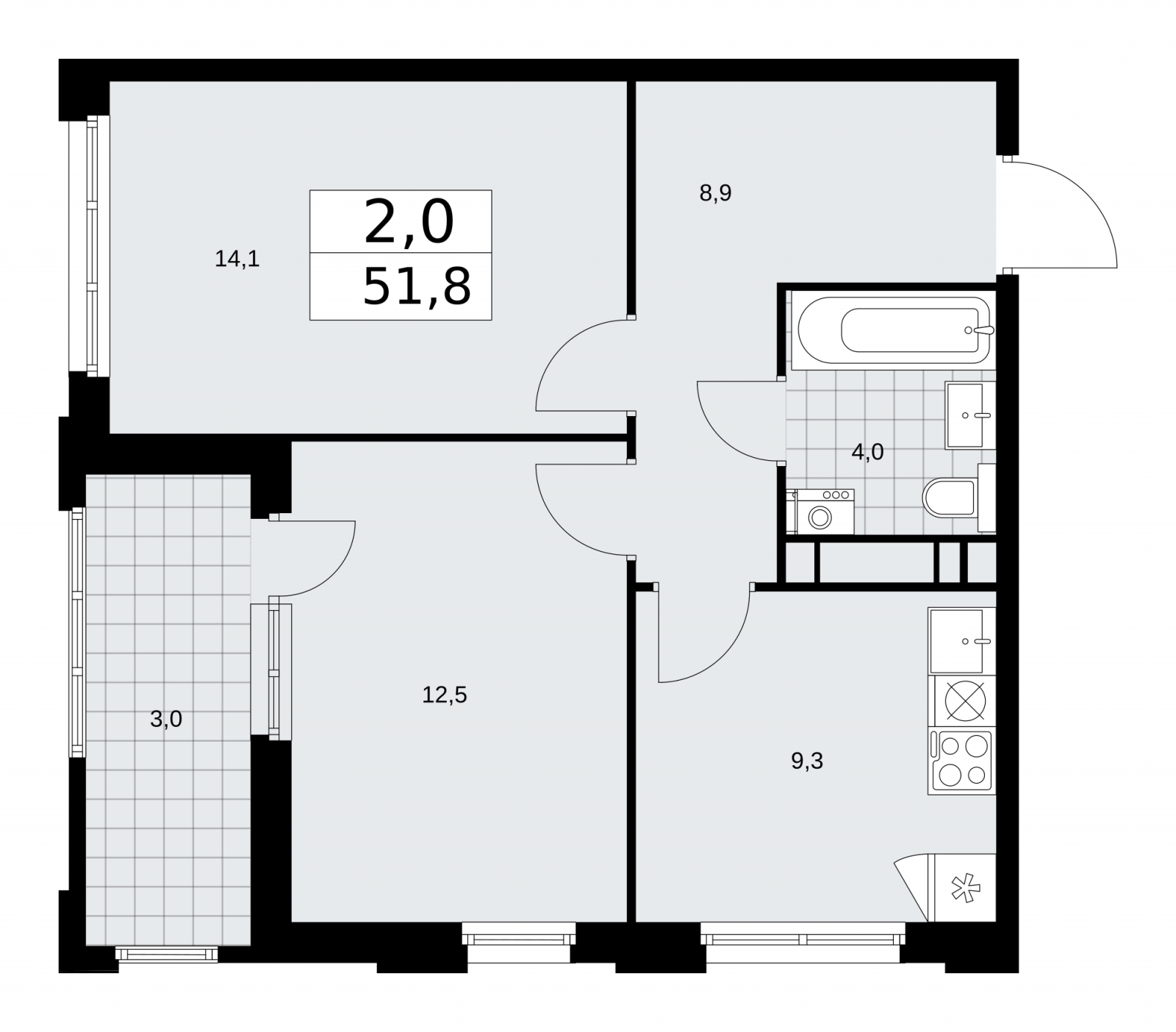 2-комнатная квартира с отделкой в ЖК Дзен-кварталы на 10 этаже в 5 секции. Сдача в 1 кв. 2025 г.