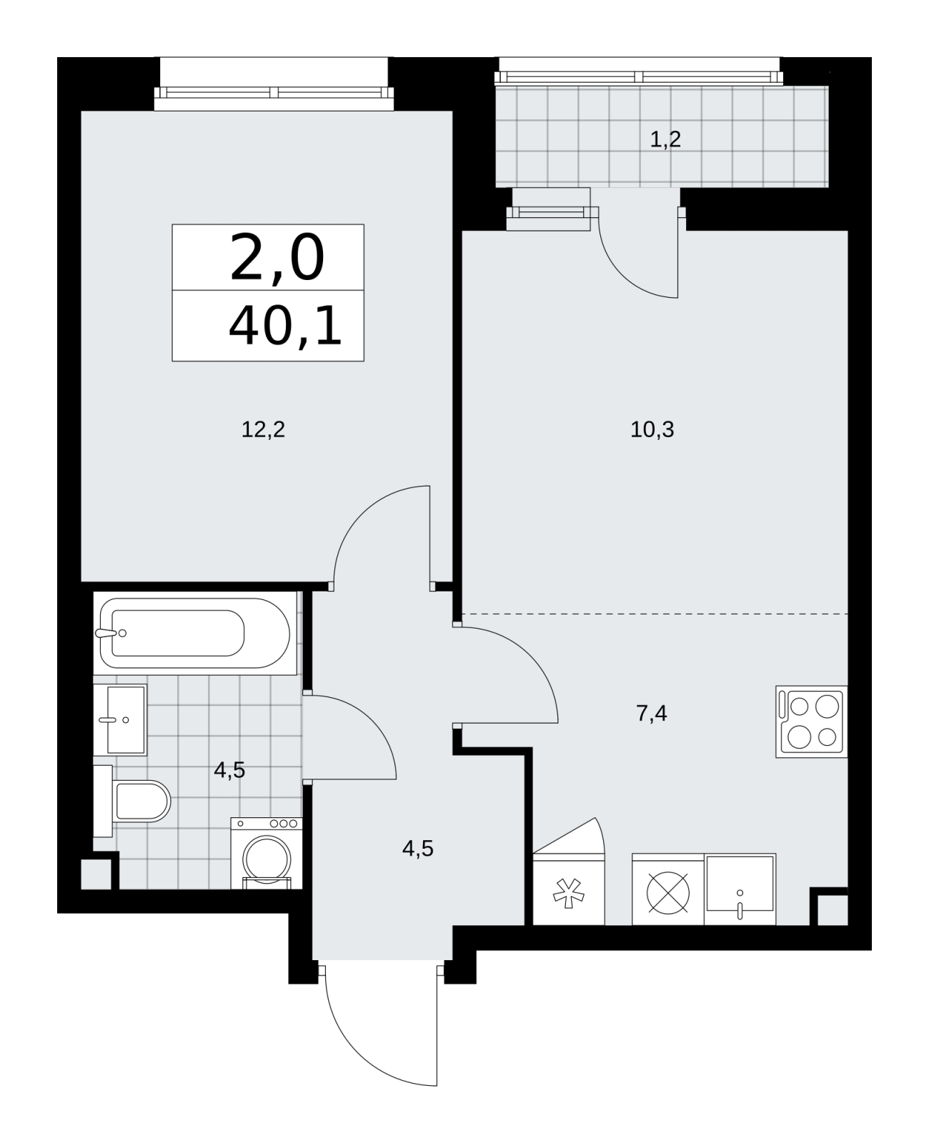 2-комнатная квартира с отделкой в Жилой район Южные кварталы на 5 этаже в 3 секции. Сдача в 3 кв. 2026 г.