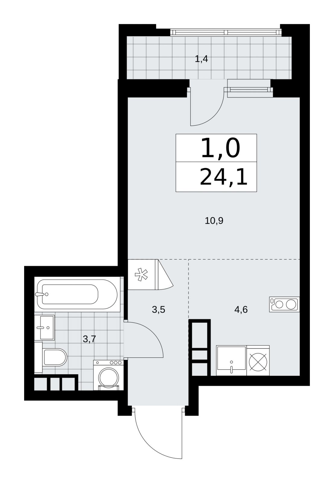 2-комнатная квартира с отделкой в ЖК Дзен-кварталы на 3 этаже в 3 секции. Сдача в 2 кв. 2026 г.
