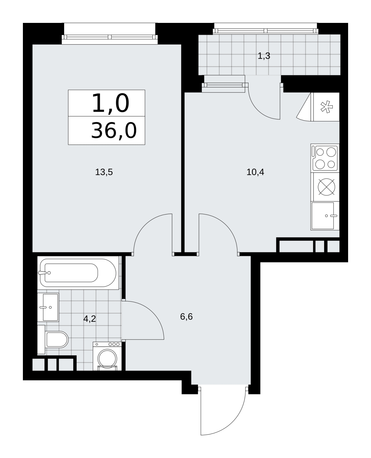 2-комнатная квартира с отделкой в ЖК Дзен-кварталы на 5 этаже в 3 секции. Сдача в 2 кв. 2026 г.