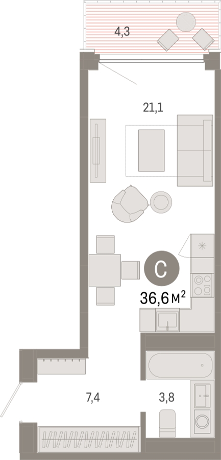 2-комнатная квартира в ЖК Дзен-кварталы на 13 этаже в 1 секции. Сдача в 1 кв. 2025 г.