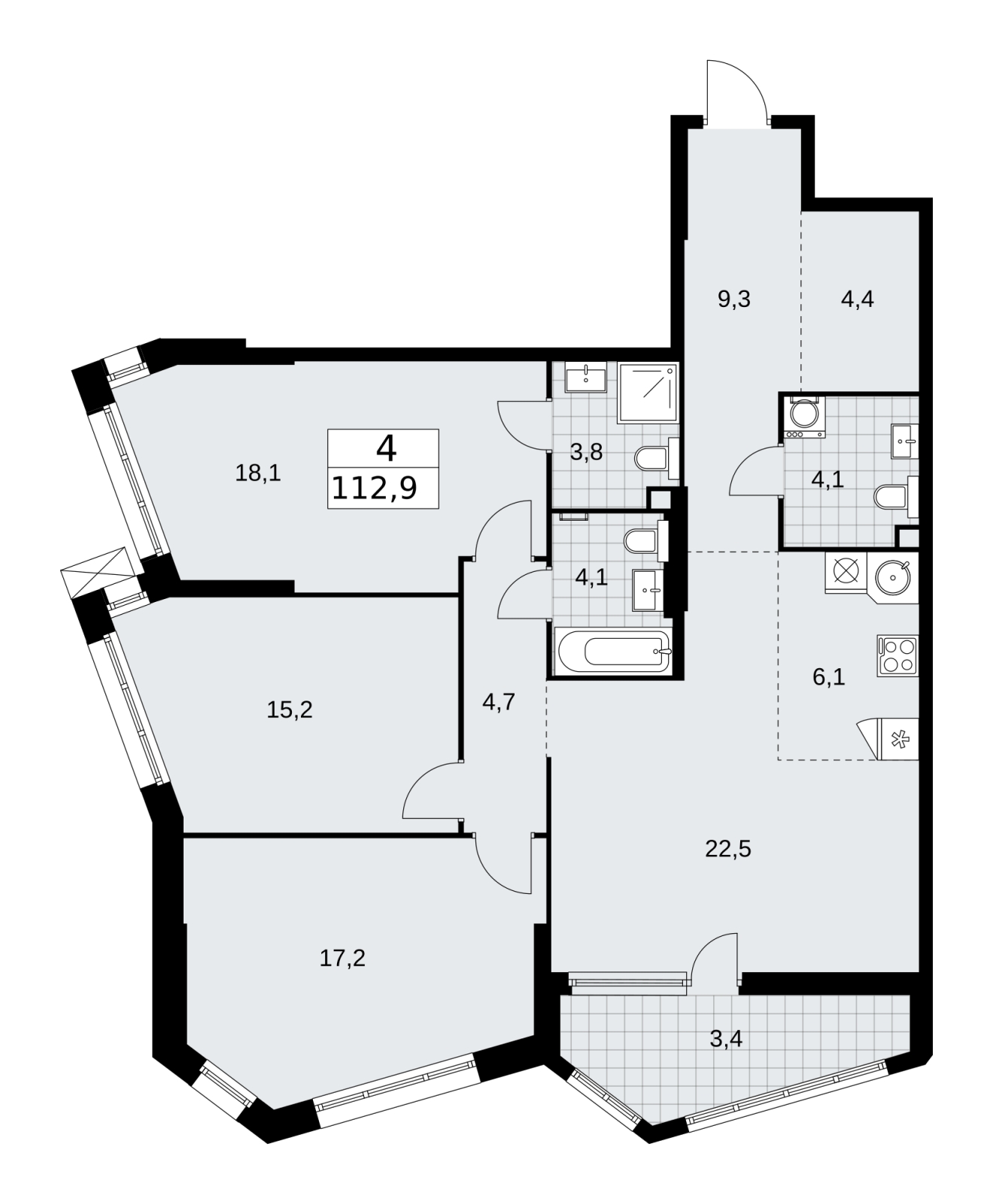 1-комнатная квартира (Студия) в ЖК Дзен-кварталы на 16 этаже в 1 секции. Сдача в 1 кв. 2025 г.