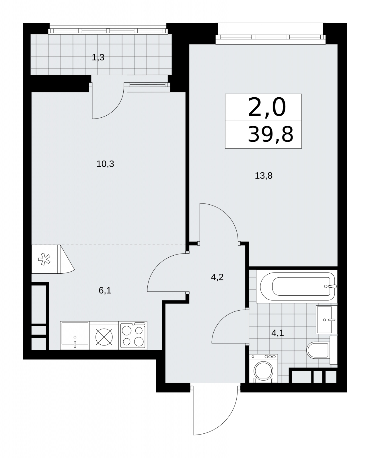 3-комнатная квартира в ЖК Дзен-кварталы на 6 этаже в 5 секции. Сдача в 1 кв. 2026 г.